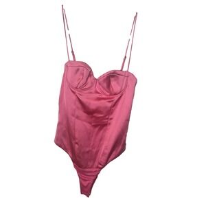Zara Pink Satin Corset Bodice Bodysuit Underwire Adjustable Straps 3282/361 XS